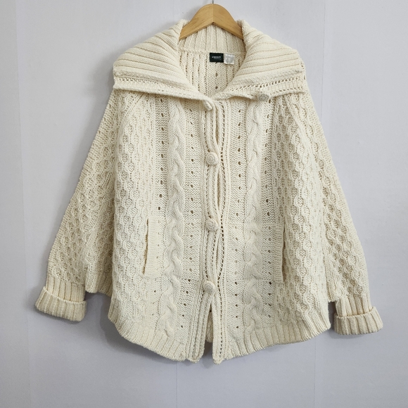 La Redoute Ivory Wool Blend Poncho Cardigan Size 4-8 - Picture 1 of 8